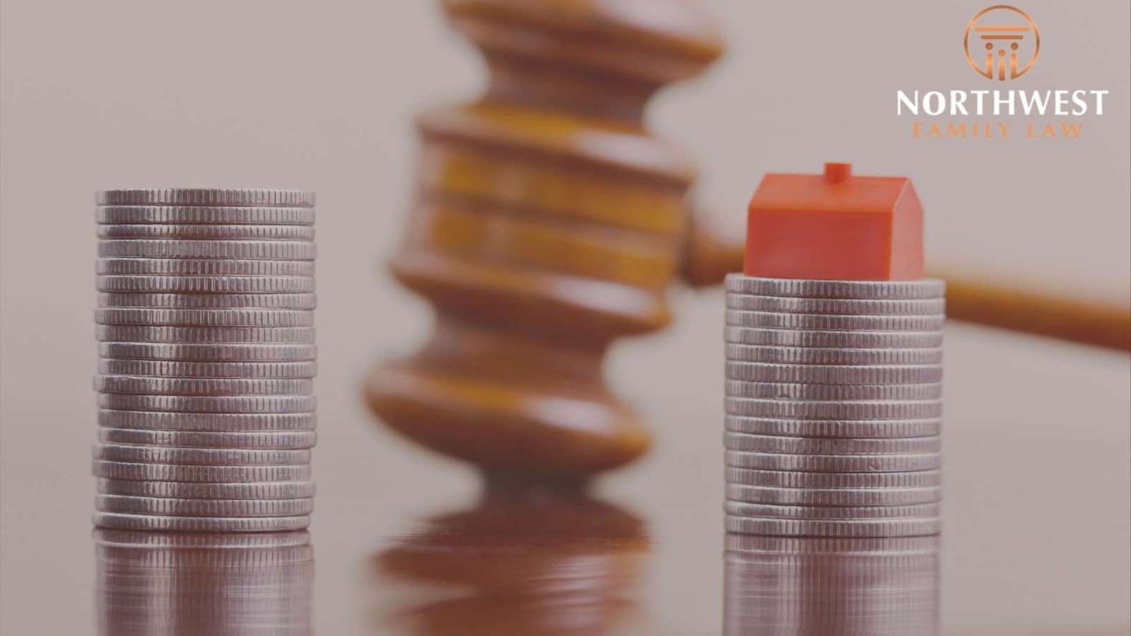 Coins and gavel concept of property law