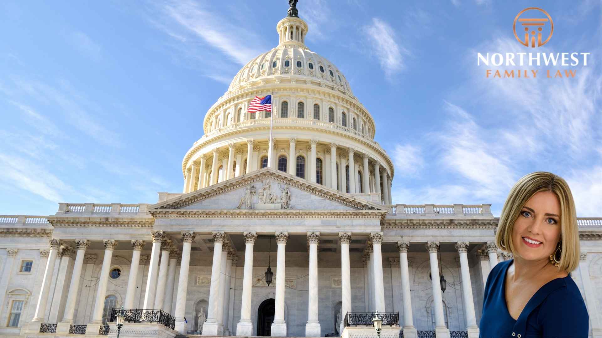 Northwest Family Law with woman (monica chin, adoption lawyer) and Capitol building