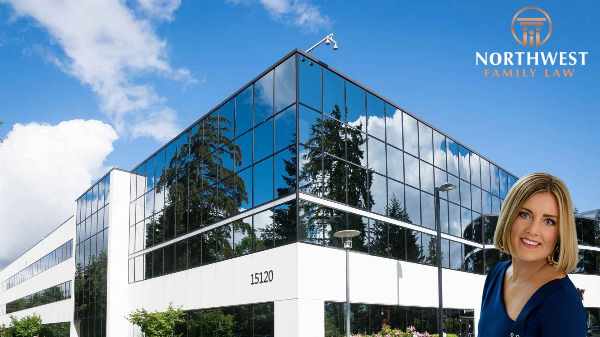 Monica Chin, Family Lawyer in front of Microsoft Building 122 in Redmond, Washington.