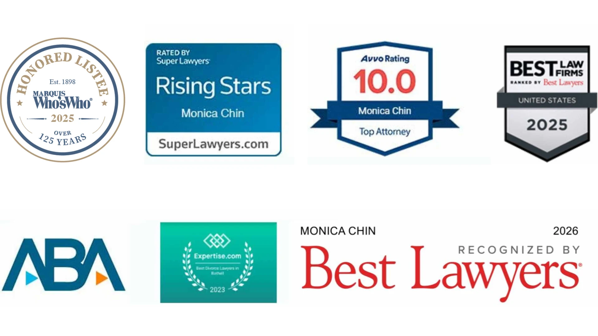 Award badges for top-rated attorney recognitions