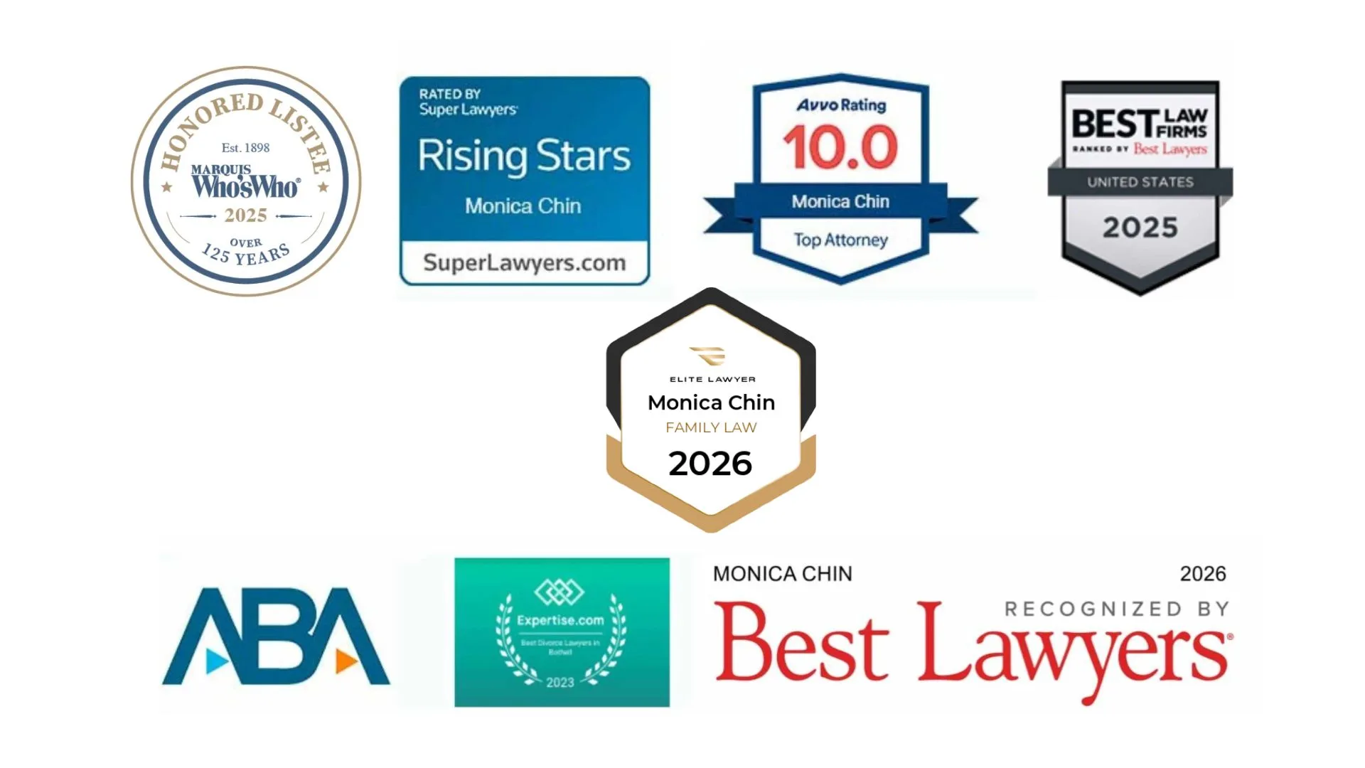 Various legal awards and recognitions for Northwest Family Law