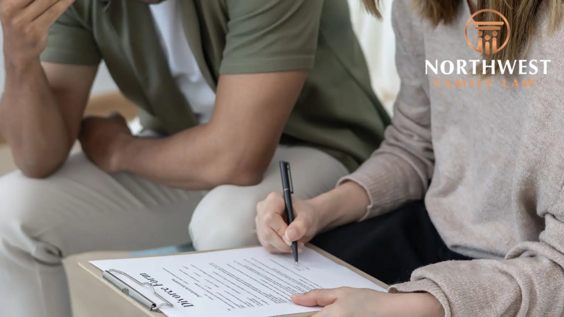 Couple reviewing asset division in contested divorce