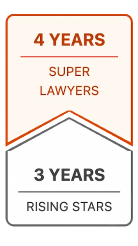 Super Lawyers and Rising Stars award badge - 4 years super lawyers - 3 years rising stars - Northwest Family Law