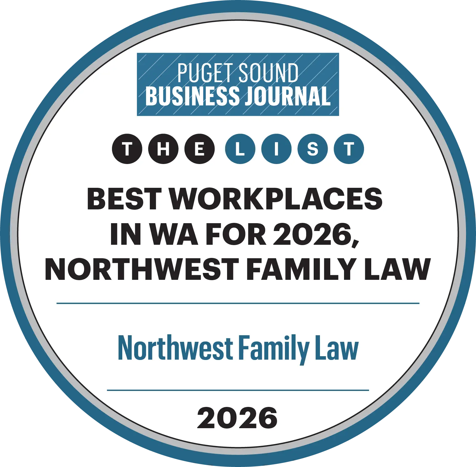Northwest Family Law 2026 Best Workplaces award badge