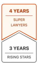 Super Lawyers and Rising Stars award badge - 4 years super lawyers - 3 years rising stars - Northwest Family Law