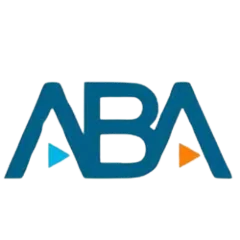 ABA logo with blue and orange triangles
